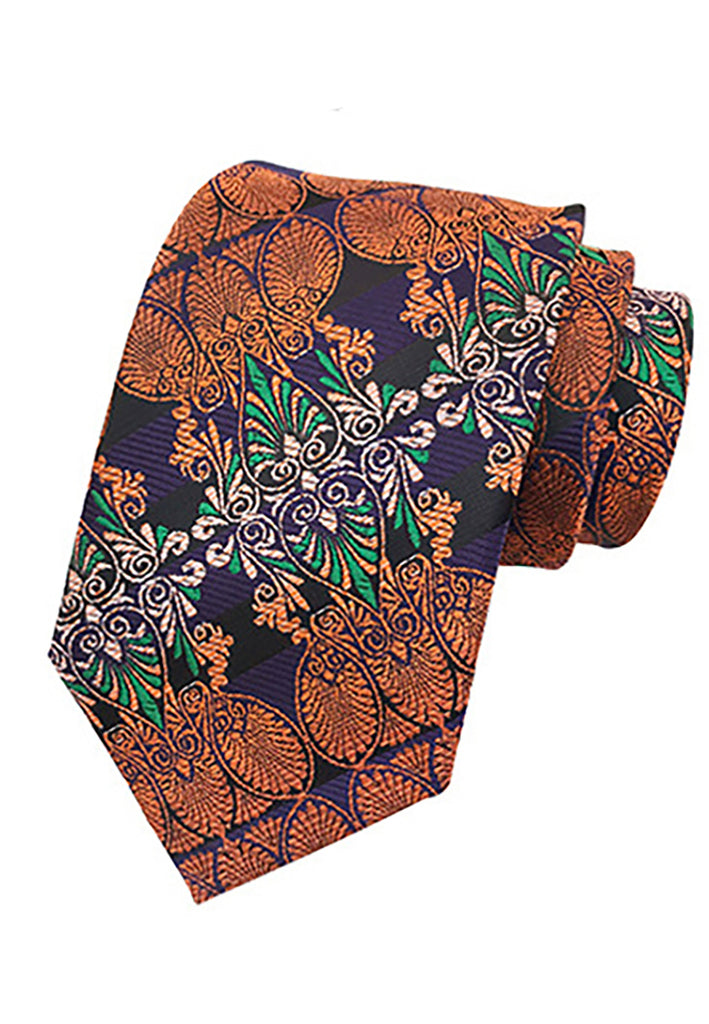 Medley系列叶子设计橙色领带