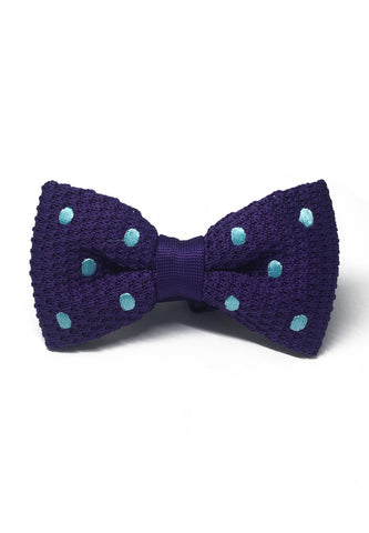 蹼系列淡蓝色圆点紫色针织领结