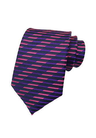 Medley Series Grid Stripes Design Purple and Pink Neck Tie