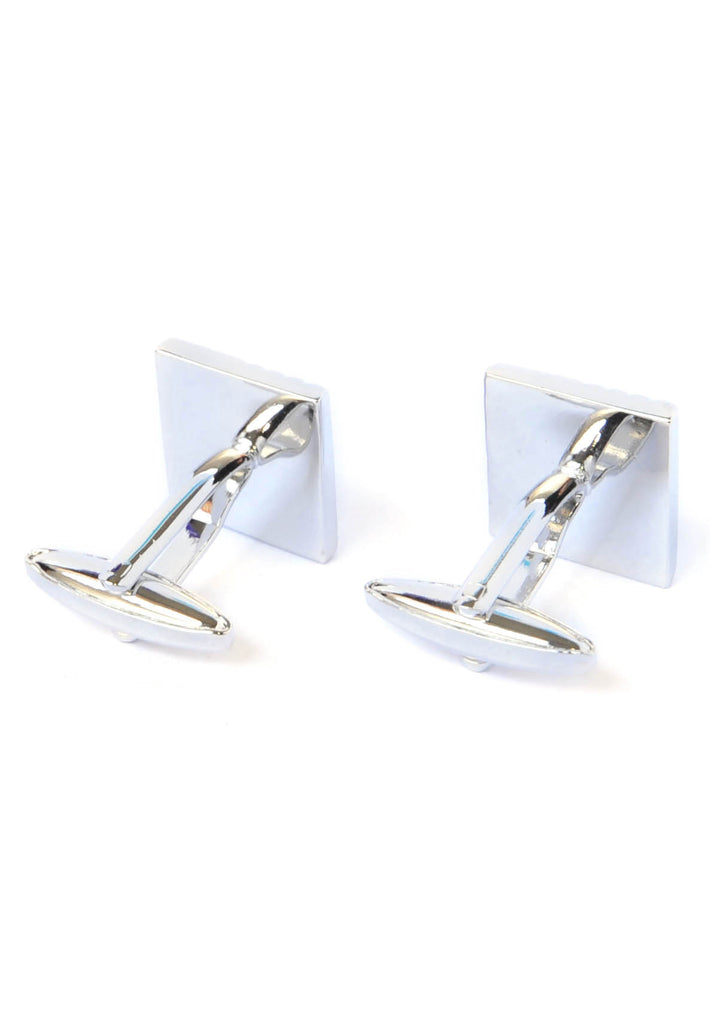 Square Brushed Effect Lined with Crystal Cufflinks