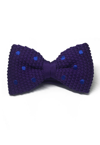 Webbed Series Blue Polka Dots Purple Knitted Bow Tie