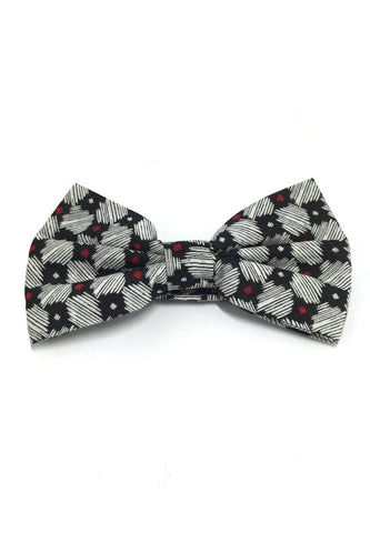 Blooming Series Black Red and White Patterned Design Cotton Pre-tied Bow Tie
