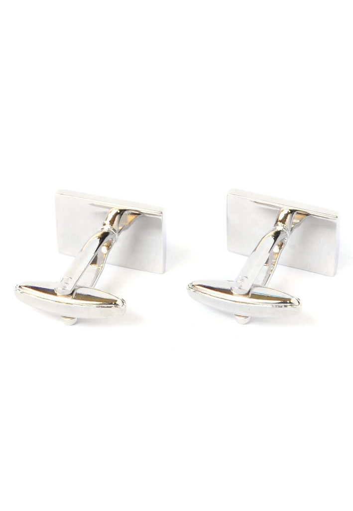 Rectangular Purple & Silver Cufflinks