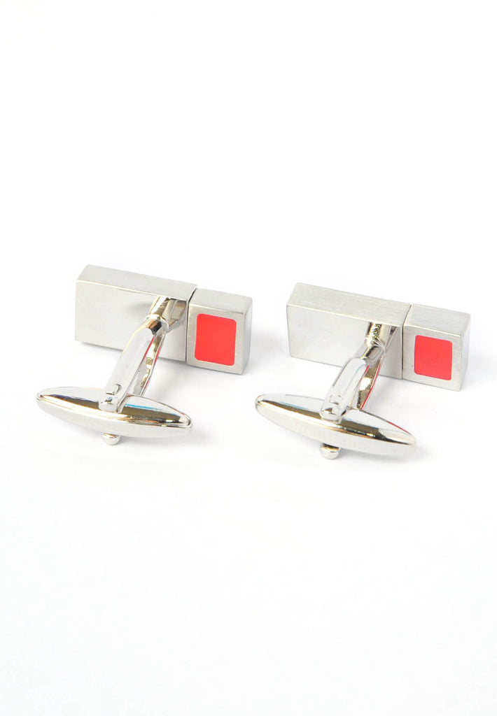 Rectangular Twist Cufflinks Red