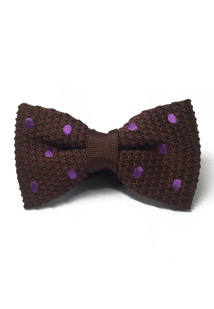 Tali leher Bow Knitted Bow Tie Seri Berselaput Titik Polka Ungu