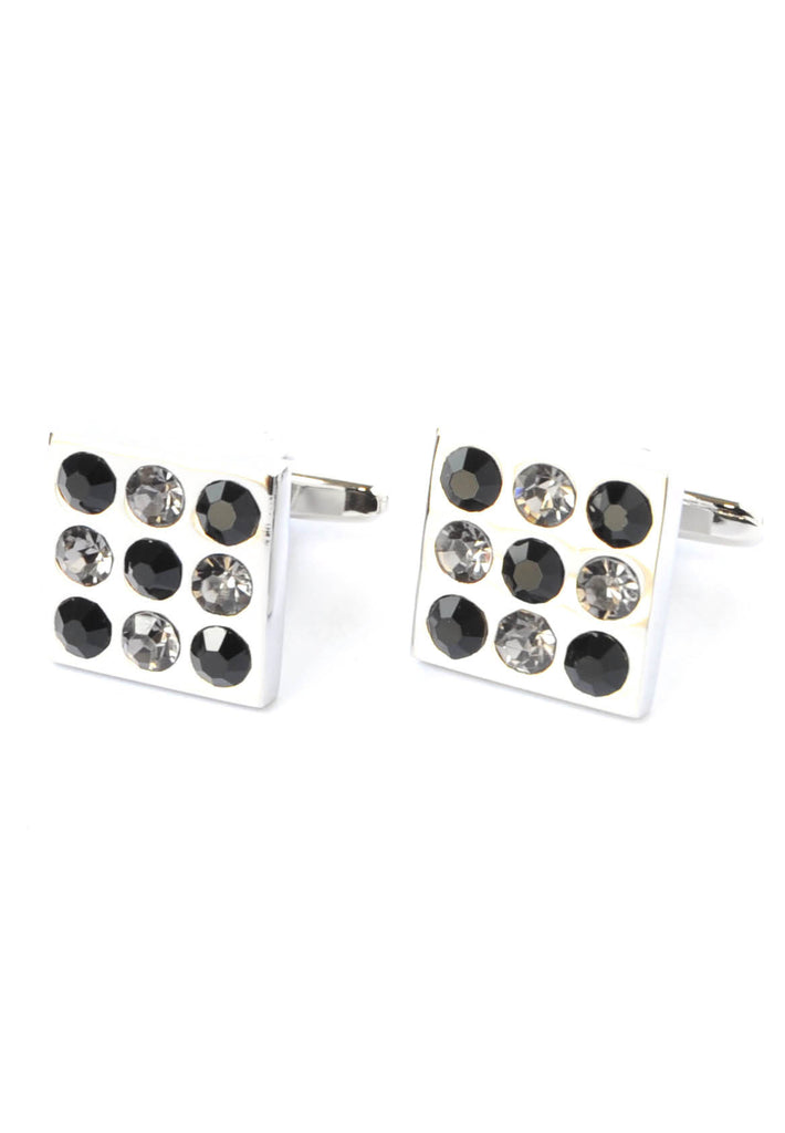 Black & White Crystals Square Cufflinks