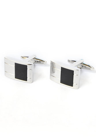 Black Insert Shiny & Matt Curved Cufflinks