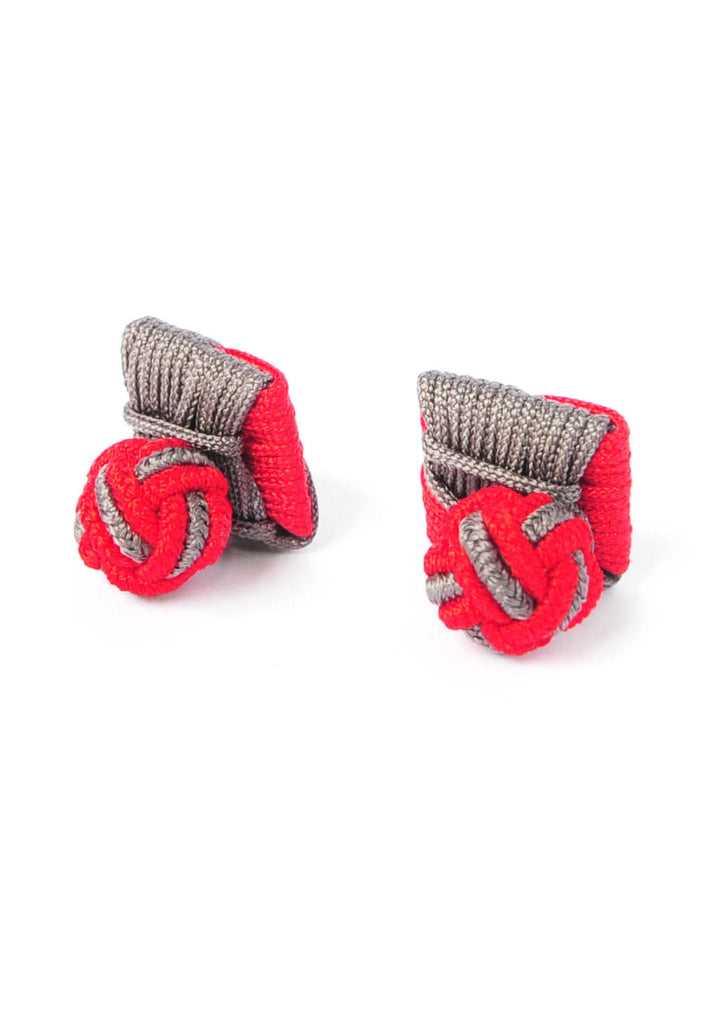 Red & Graphite Square Silk Cufflinks