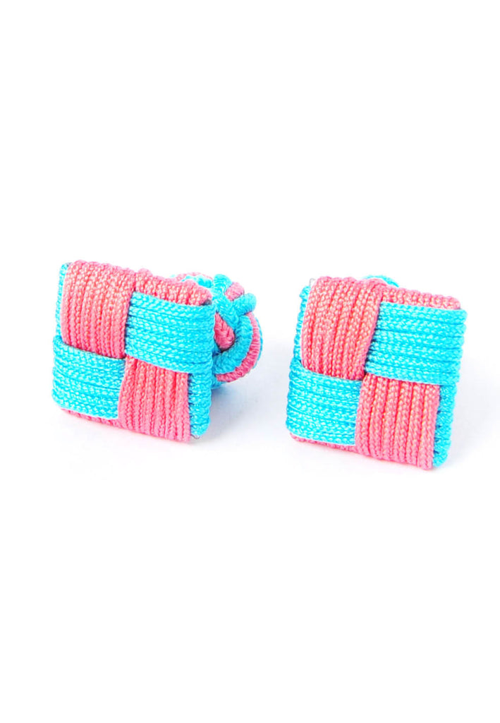 Pink & Blue Square Silk Cufflinks