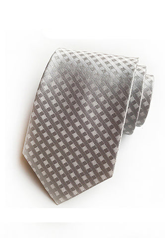 Checky Series Silver Neck Tie