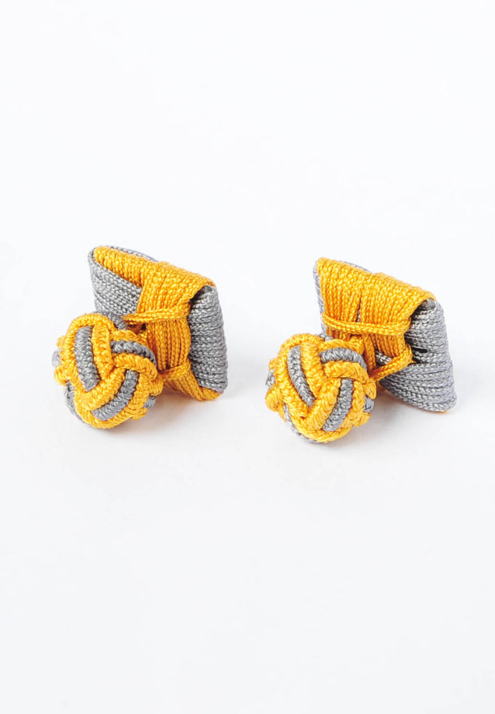 Silver & Gold Square Silk Cufflinks