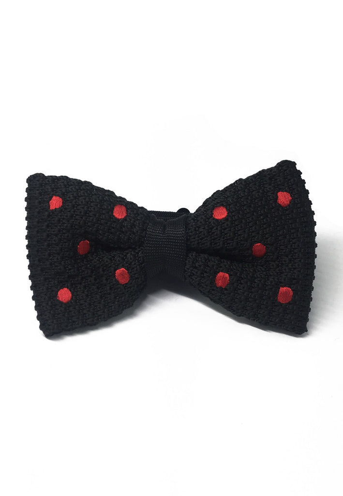 Tali leher Berkait Bow Tie Berjalin Siri Merah Polka Dots Hitam