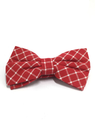Probe Series Red and White Checked Design Cotton Pre-tied Bow Tie