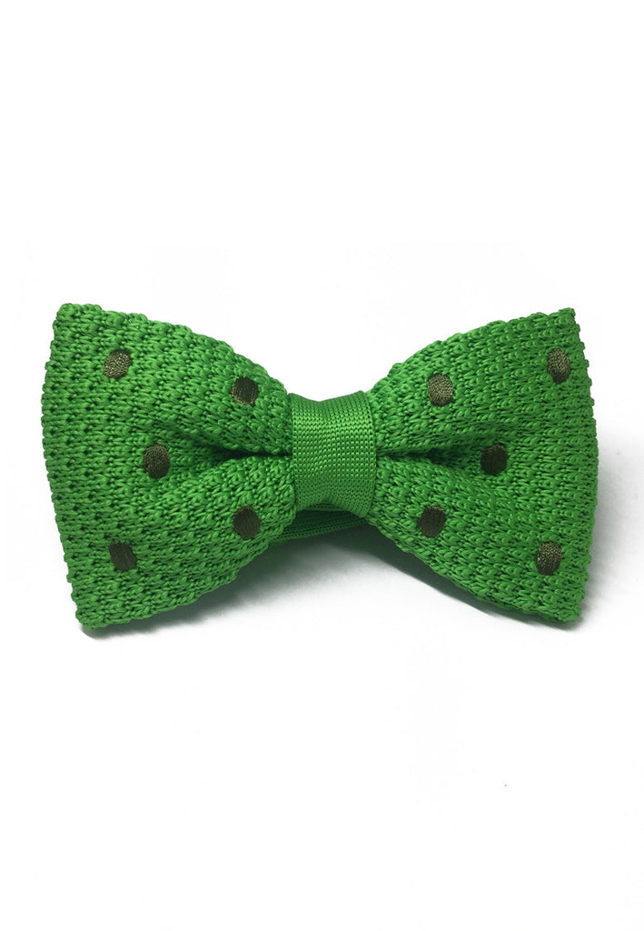 Webbed Series Army Green Polka Dots Green Knitted Bow Tie