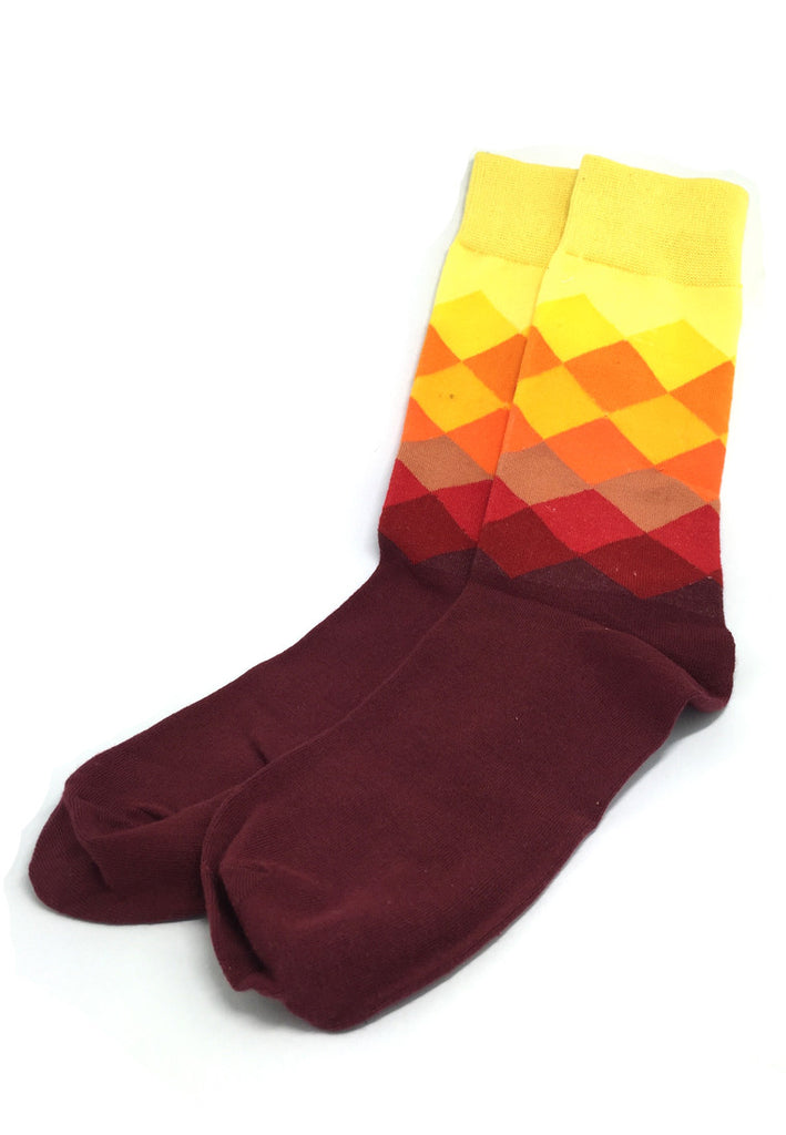 Jewel Series Multi Colour Checked Design Maroon, Orange and Yellow Socks