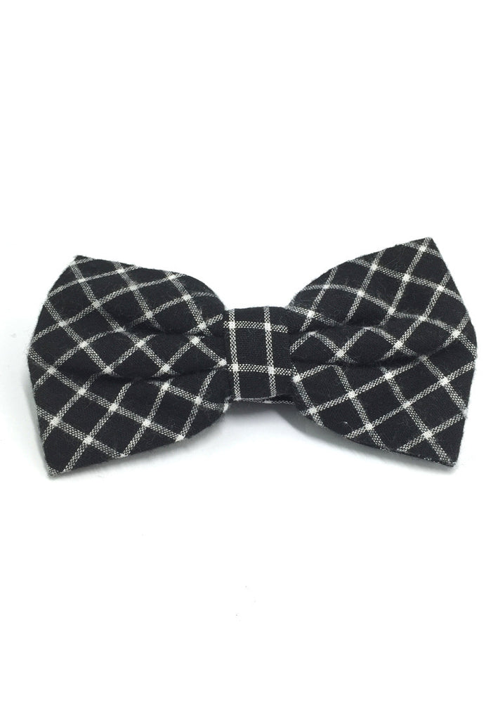 Probe Series Black and White Checked Design Cotton Pre-tied Bow Tie