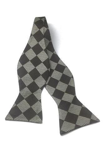 Manual Series Black and White Checked Design Self-tied Man Made Silk Bow Tie