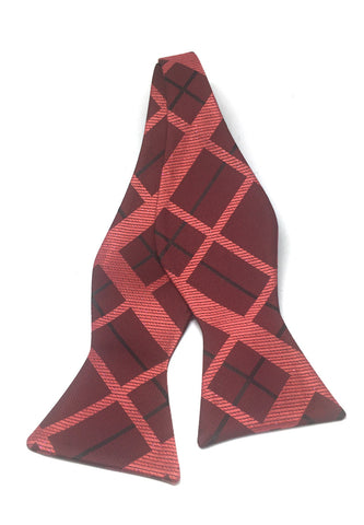 Manual Series Red Squares Design Self-tied Man Made Silk Bow Tie