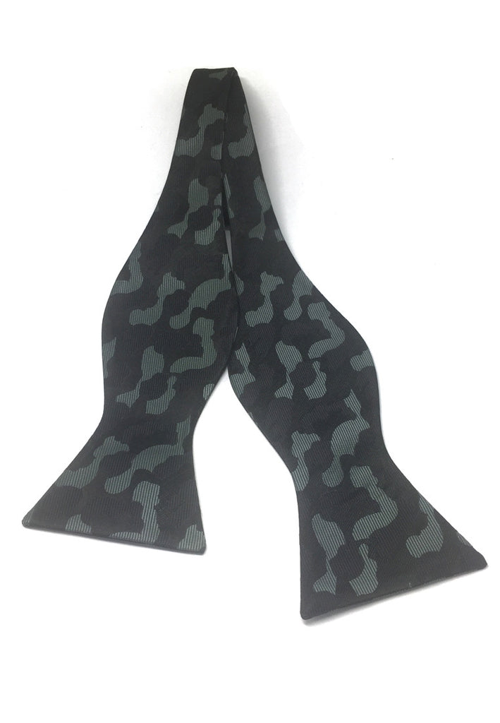 Manual Series Grey Army Camouflage Design Self-tied Man Made Silk Bow Tie