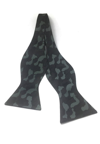 手动系列灰色军迷彩设计自系人造丝领结