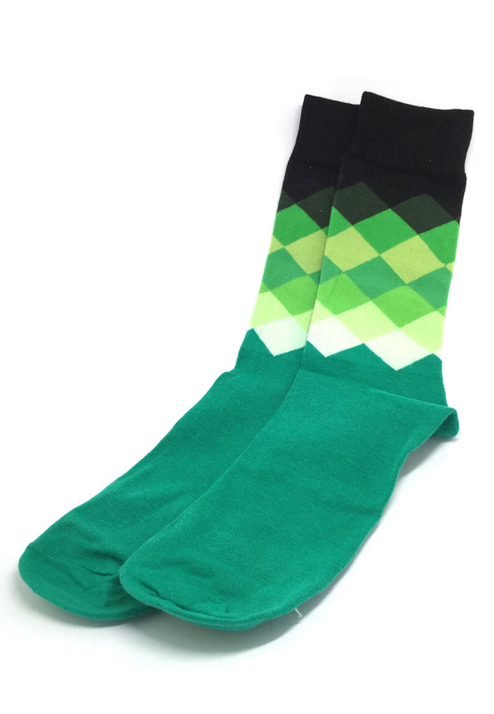 Jewel Series Multi Colour Checked Design Green, White and Black Socks