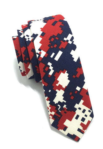 Potpurri Series Red & Blue Pixel Design Cotton Tie