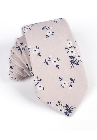 Hua Series Beige Grey Neck Tie