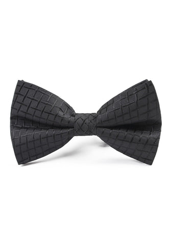 Ebony Series Polyester Black Checked Design Bow Tie