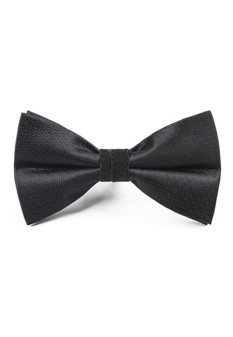 Ebony Series Polyester Black Zig Zag Design Bow Tie