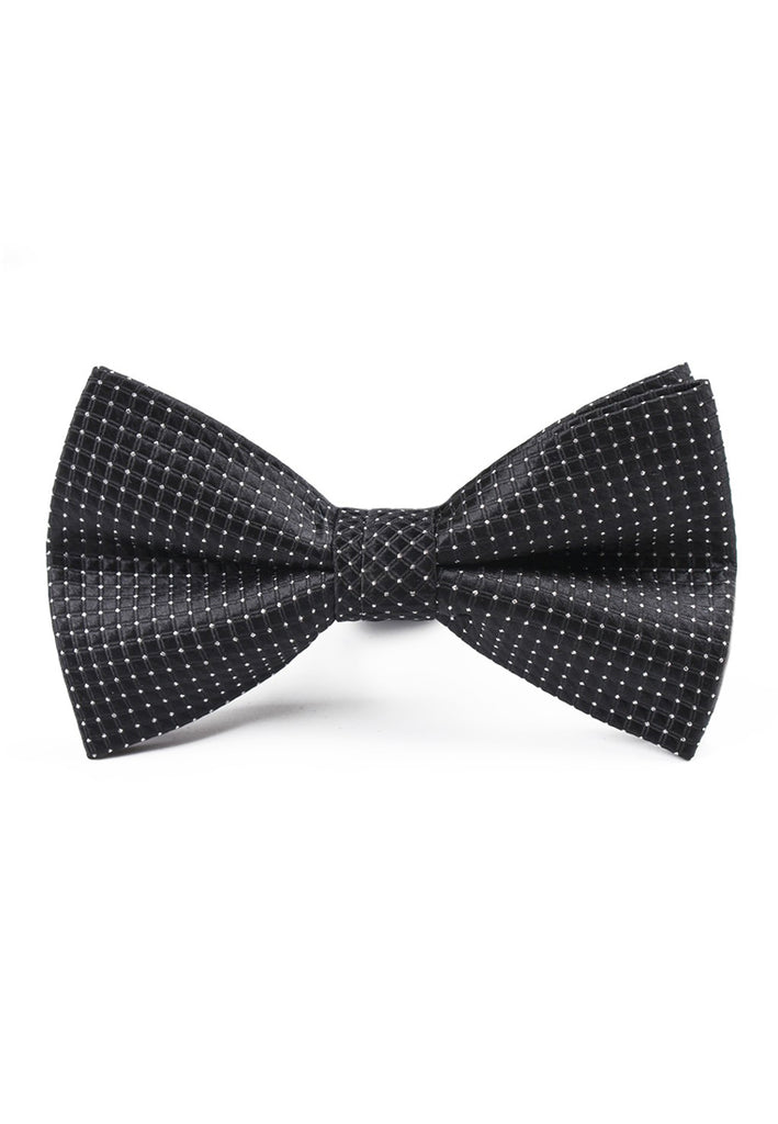 Ebony Series Polyester Black White Spots Design Bow Tie