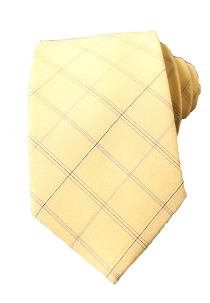 Tartan Series Light Yellow Cotton Neck Tie