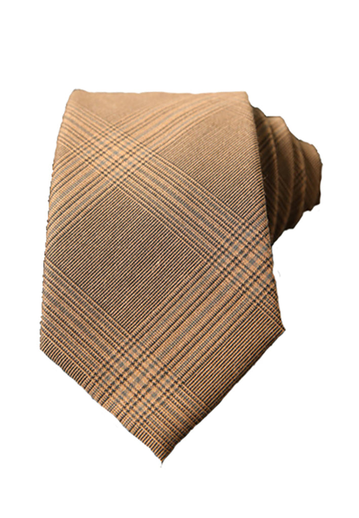 格子系列棕色棉质领带