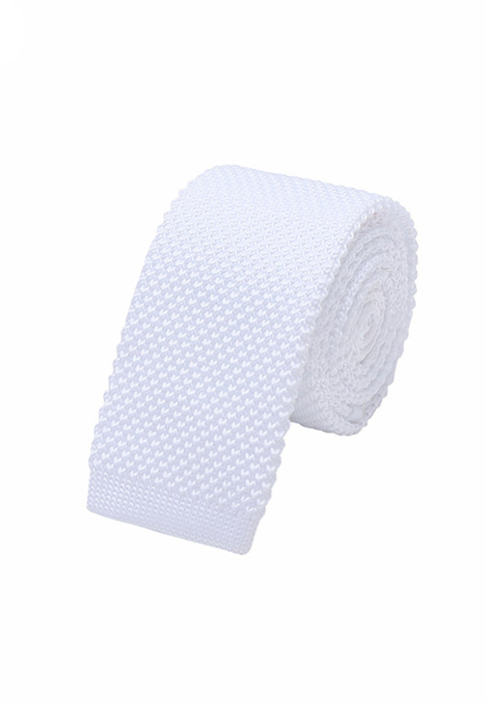 Interlace Series White Knitted Tie