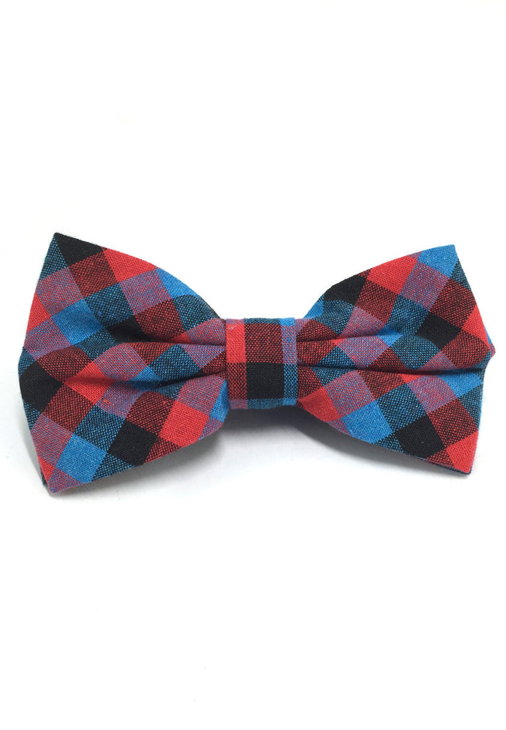 Probe Series Blue, Red and Purple Checked Design Cotton Pre-tied Bow Tie