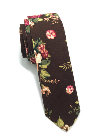 Potpurri 系列棕色花卉图案棉质领带