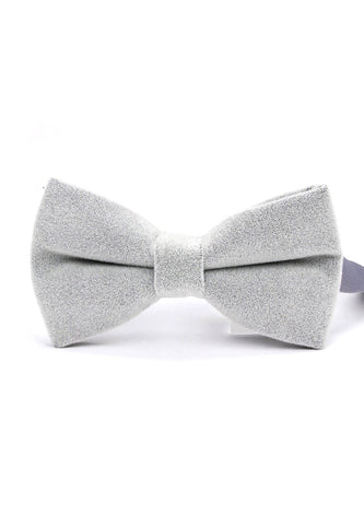 Suede Series Light Grey Velvet Bow Tie