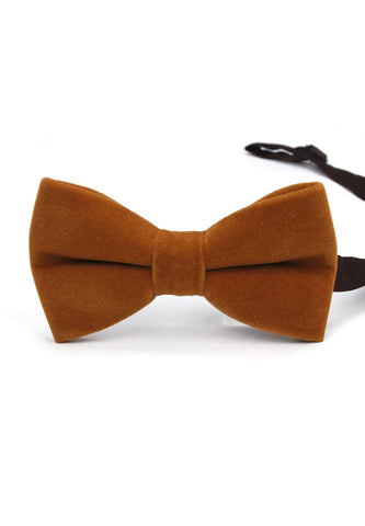 Suede Series Kaki Brown Velvet Bow Tie