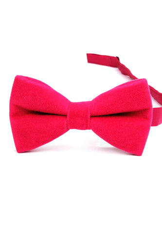 Suede Series Bright Pink Velvet Bow Tie