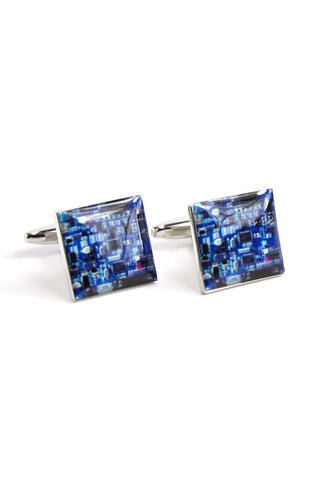 Blue Circuitboard Cufflinks