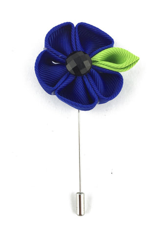 Blue Fabric Flower Lapel Pin
