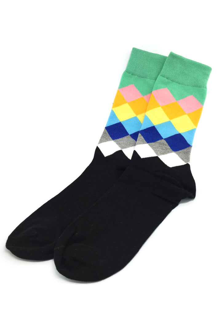 Jewel Series Multi Colour Checked Design Black, White, Grey, Blue, Yellow, Pink and Green Socks