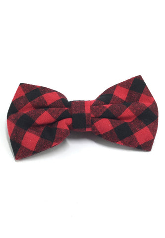Probe Series Red and Black Checked Design Cotton Pre-tied Bow Tie