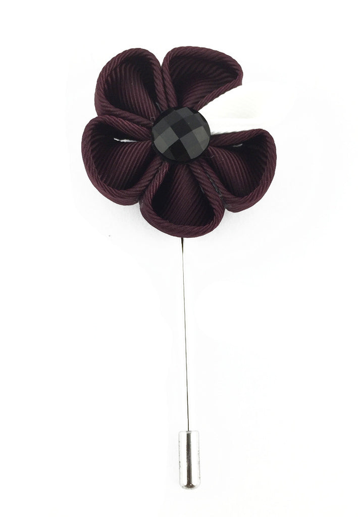 Pin Lapel Bunga Fabrik Plum