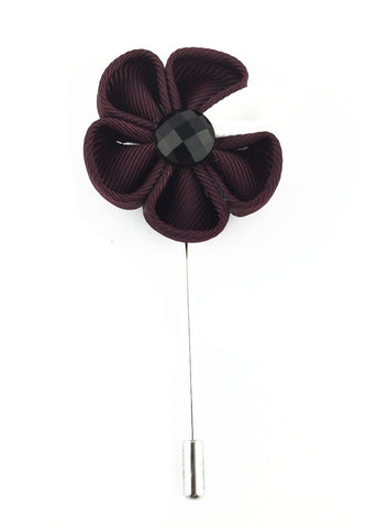 Plum Fabric Flower Lapel Pin