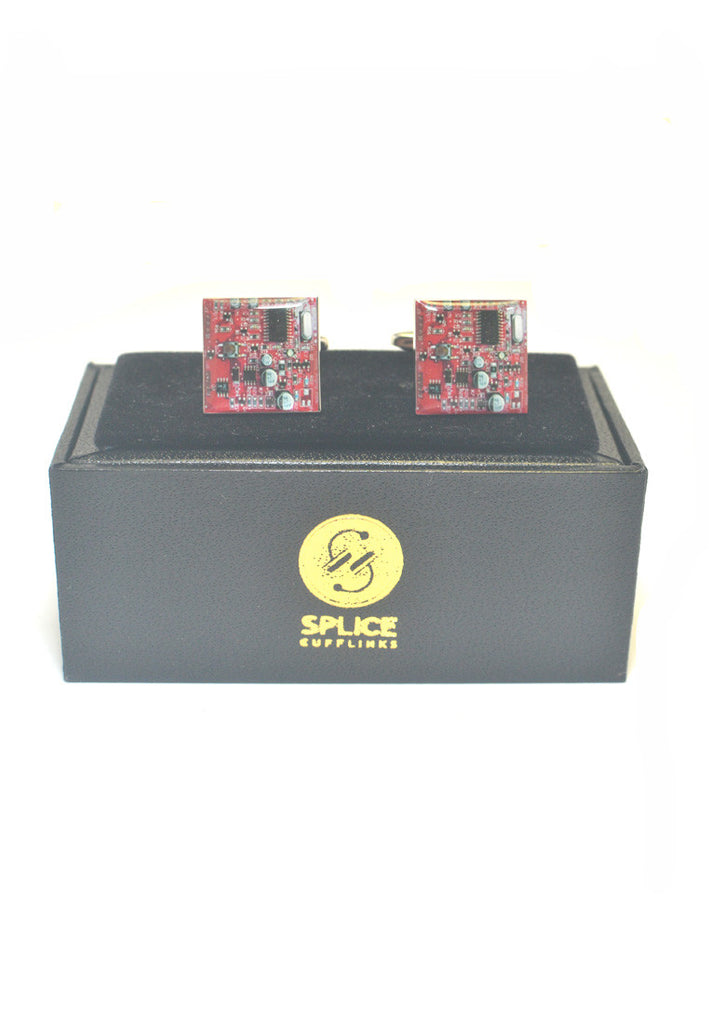 Red Circuit Board Cufflinks