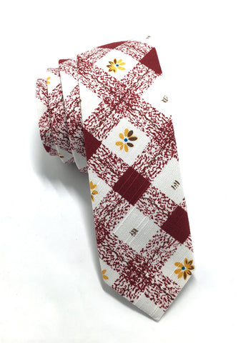 Potpurri Series Red Cubes with Flower Design Cotton Tie