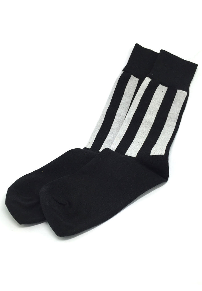 Constable Series Black and White Vertical Stripes Socks