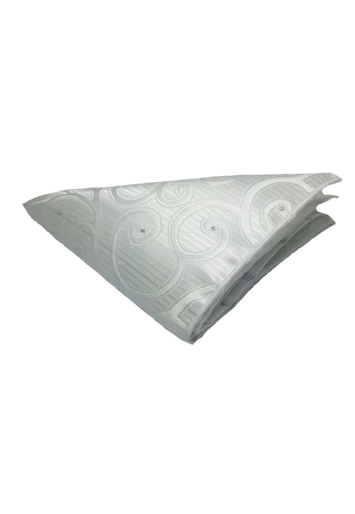 Dynamic Series Electric White Patterned Polyester Pocket Square
