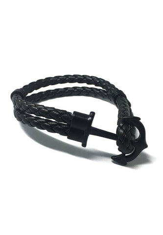 Gelang Sauh Hitam Kulit PU Hitam Siri Grapple