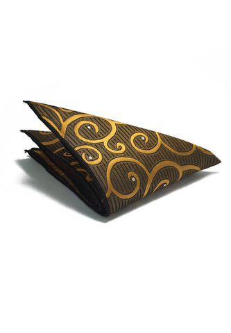 Dynamic Series Electric Gold Patterned Polyester Pocket Square